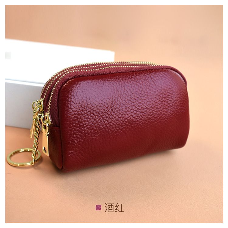 Portafoglio piccolo con cerniera a tre strati, alla moda, per donna, nuovo, in pelle, compatto, portamonete, portachiavi_voghion.com