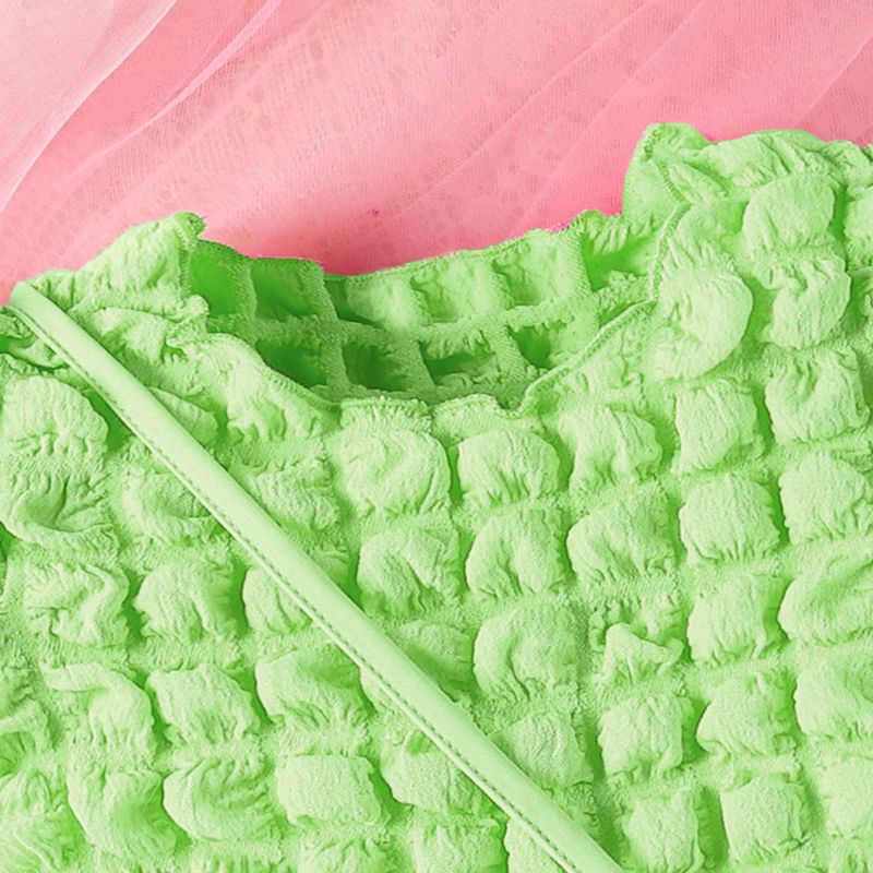 Ensemble d'été pour enfants, haut à manches courtes + short + sac à carreaux à bulles solides, couleur bonbon, ensemble pour filles_voghion.com