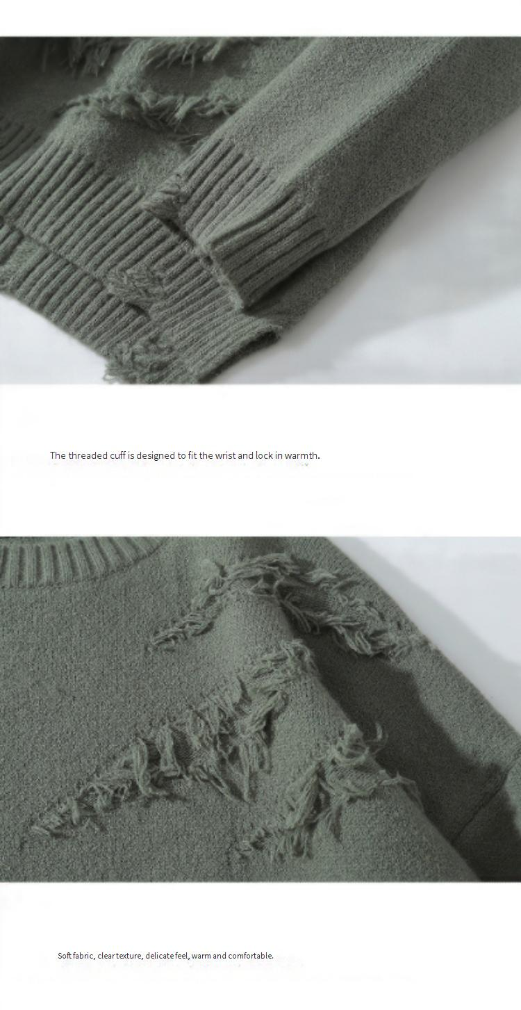 Unisex-Kleidung, atmungsaktiv, lässig, High-Street-Design, Nischen-Quastenpullover, Herren und Damen, trendige Marke, lockerer Rundhalspullover für Paare_voghion.com