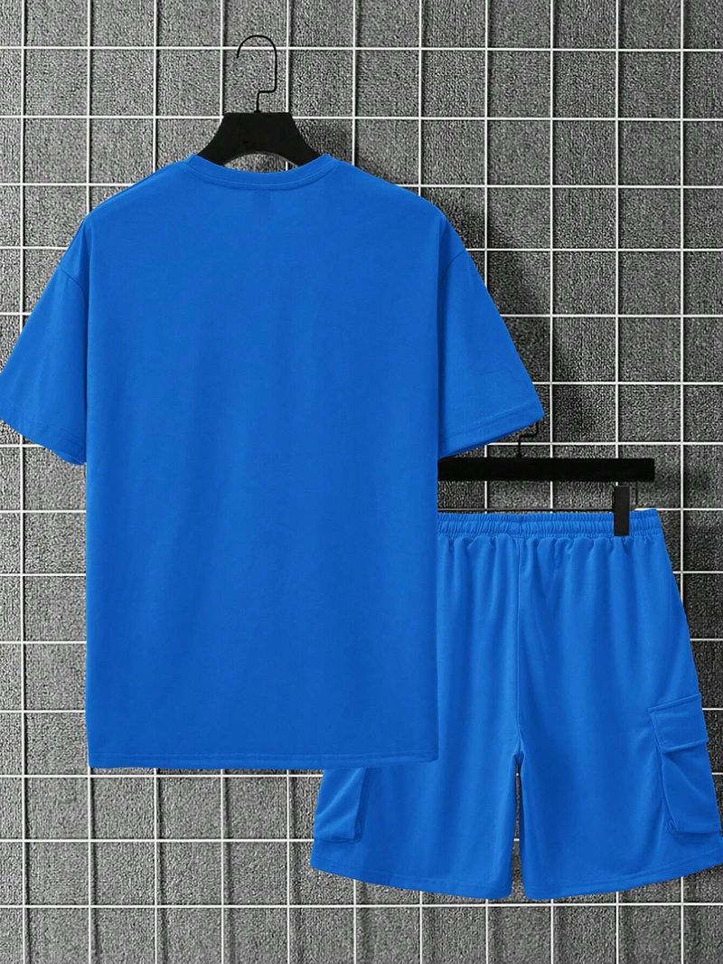 Completo estivo da uomo a maniche corte e pantaloncini da 5 pollici - Miscela di cotone modal leggero per la palestra_voghion.com