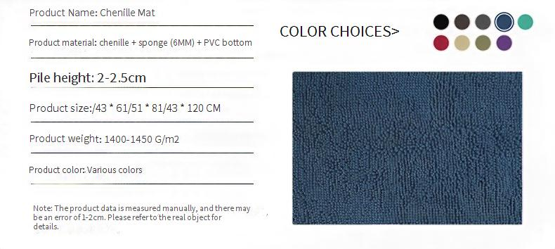 Tapis chenille tissé plat – Support antidérapant en TPE, doux et résistant pour salon, chambre et cuisine (plusieurs tailles et couleurs)_voghion.com