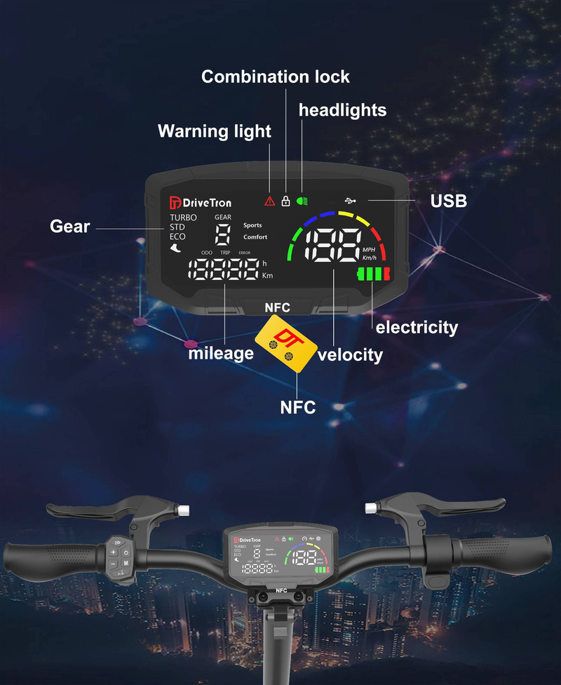 DRIVETRON DT10 10" Off-Road Electric Scooter 1000W*2 Dual Motor 48V 20.8Ah Battery_voghion.com