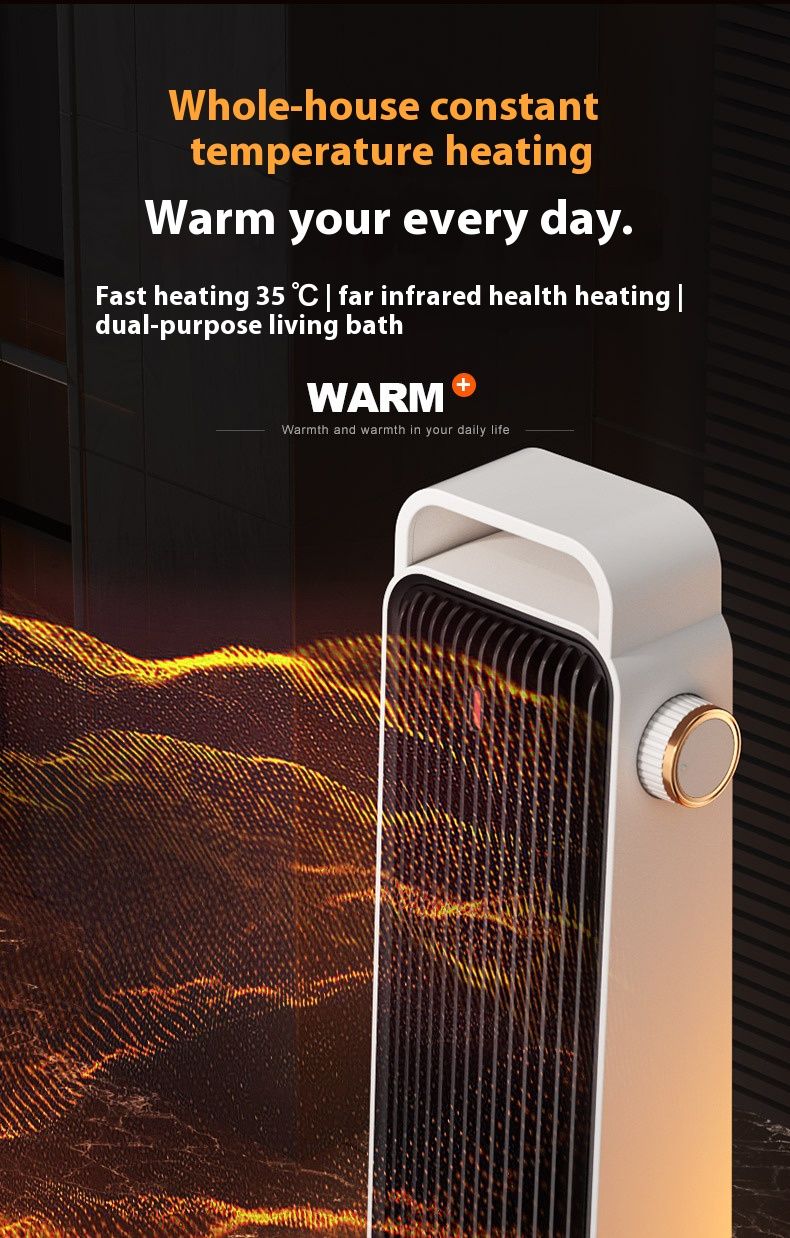 Aquecedor de ambiente cerâmico PTC de 1800 W com oscilação de 90°, proteção contra superaquecimento e tombamento, 2 configurações de velocidade para escritório doméstico (até 20㎡)_voghion.com