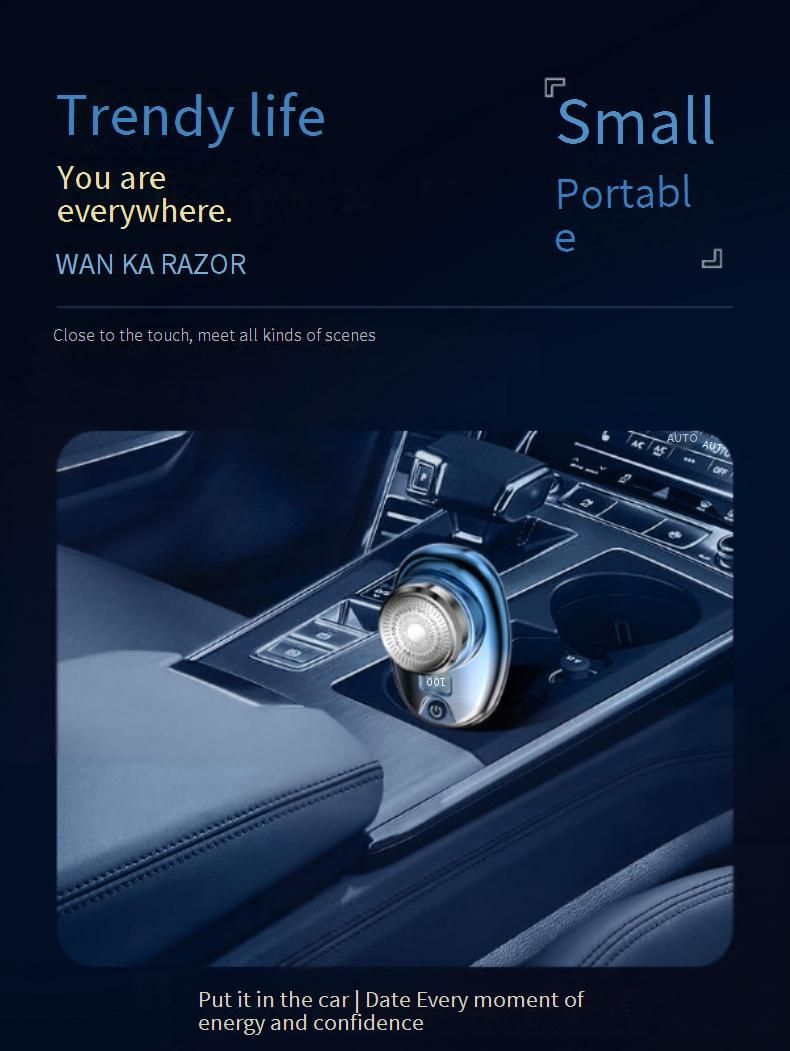 Rasoio elettrico da viaggio impermeabile con display a LED e lame flottanti - Rasoio portatile senza fili per uomo (blu sfumato/nero, argento)_voghion.com