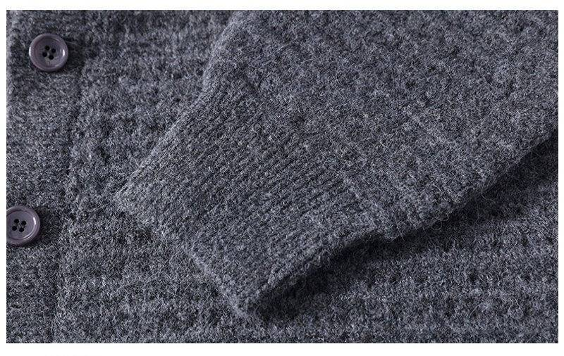 Cardigan en tricot pour homme - Pull ample à manches longues et col ras du cou pour une tenue décontractée (gris, noir, rouge, marron)_voghion.com