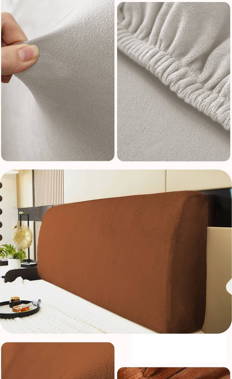 Copritestata letto in velluto elastico Silver Fox di alta qualità - Protezione morbida e imbottita per la protezione dalla polvere (diversi colori e misure)_voghion.com