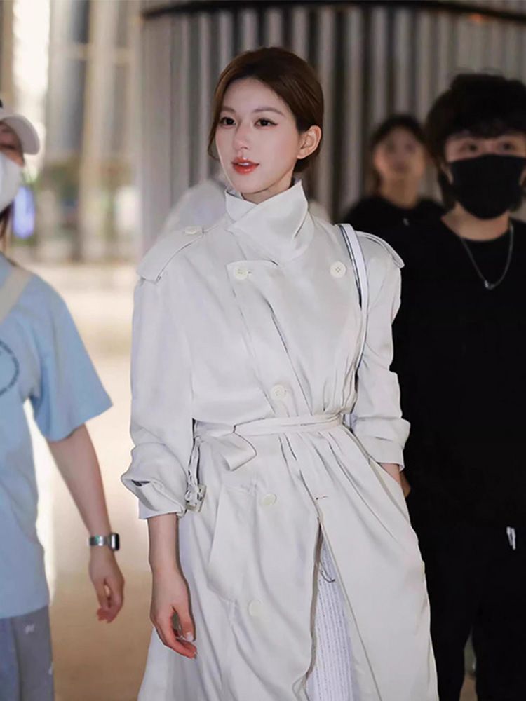 Vêtements pour femmes en stock Xu Yuyan Zhao Lusi Trench-coat style identique Nouveau mi-long Haut de gamme Élégant et polyvalent_voghion.com