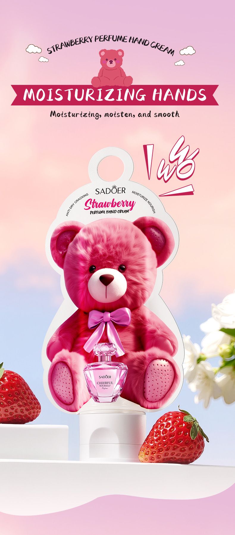 SADOER Strawberry Perfume Hand Cream 55g Autumn And Winter Moisturizing Hand Cream_voghion.com