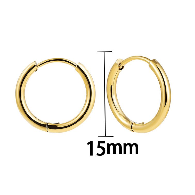 Sieradenset voor dames Fashionr Supply Retro Fashion Eenvoudige roestvrijstalen oorbel Veelzijdige ronde hoepeloorbellen_voghion.com