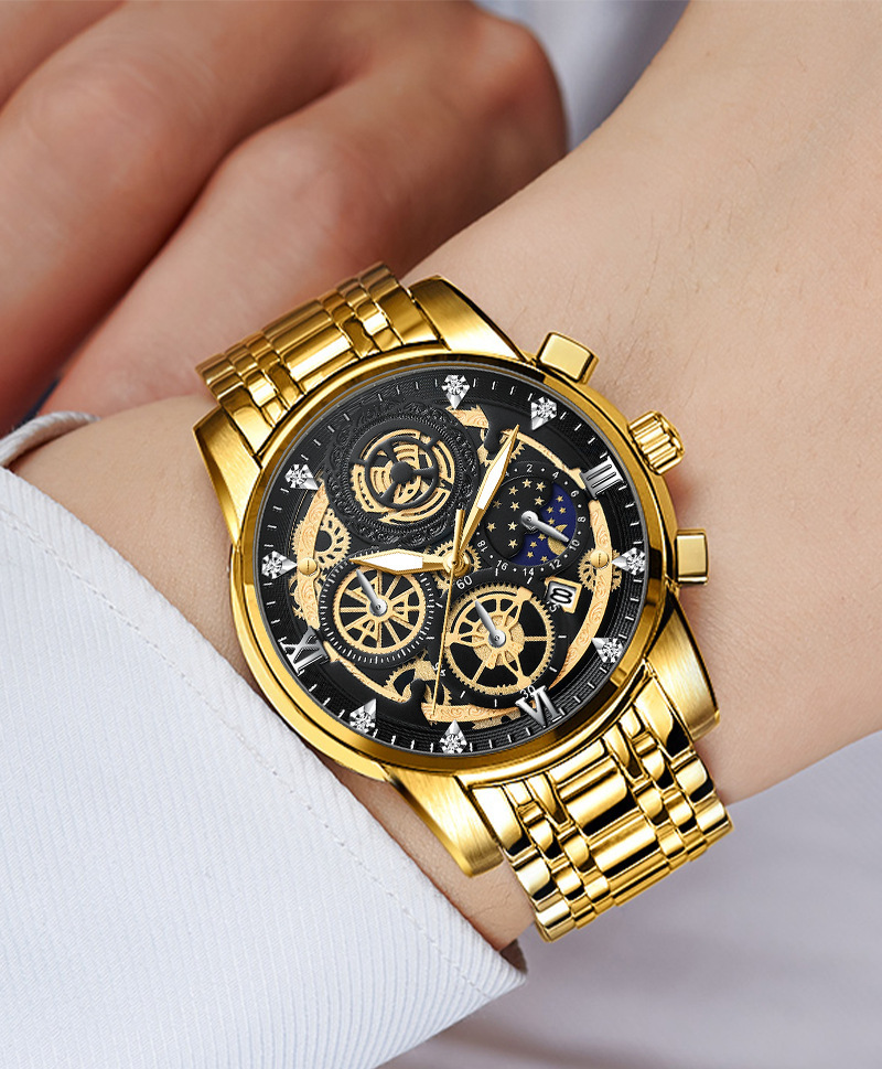 New Sun, Moon And Star Men's Watch Hollow Calendar Tourbillon Quartz Waterproof Watch Men's Watch_voghion.com