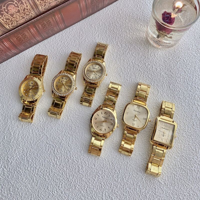Damenuhren Großes Zifferblatt Uhr Damen Retro Gold Quarzuhr Paaruhr_voghion.com