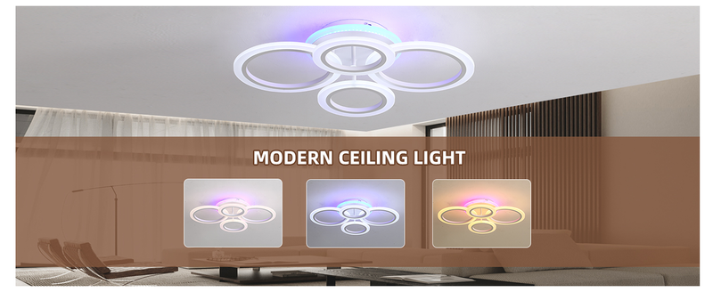 Moderna plafoniera a filo, lampada da cucina dimmerabile a 4 anelli per soggiorno, camera da letto, lavanderia, moderna plafoniera 3000-6000K, bianca_voghion.com
