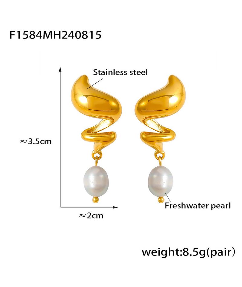 Vintage-Mode Ohrringe Spirale Süßwasser Perle Ohrringe Ozean Stil Ohr Schmuck_voghion.com