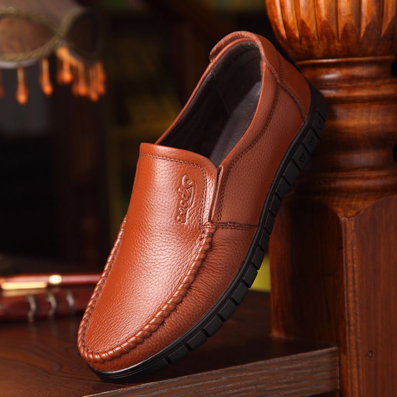 Nuove scarpe da uomo slip-on in vera pelle, taglia grande 4748, per papà di mezza età_voghion.com