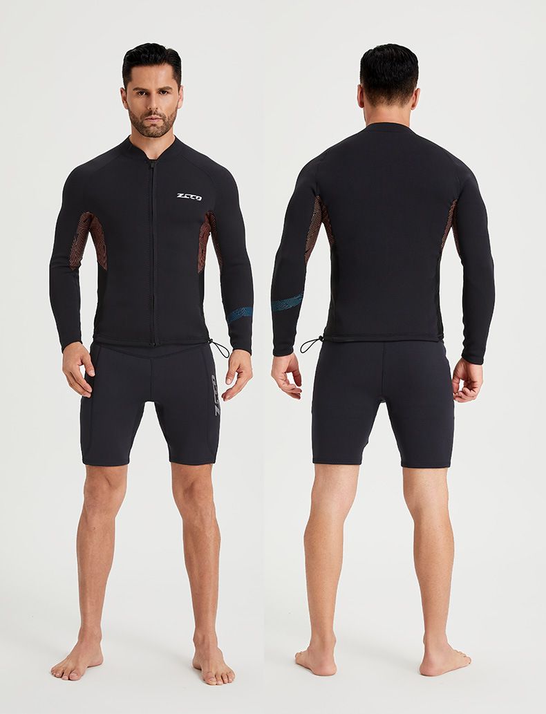 1.5mm diving suit men's and women's separate long sleeve diving suit Winter snorkeling surf coat_voghion.com