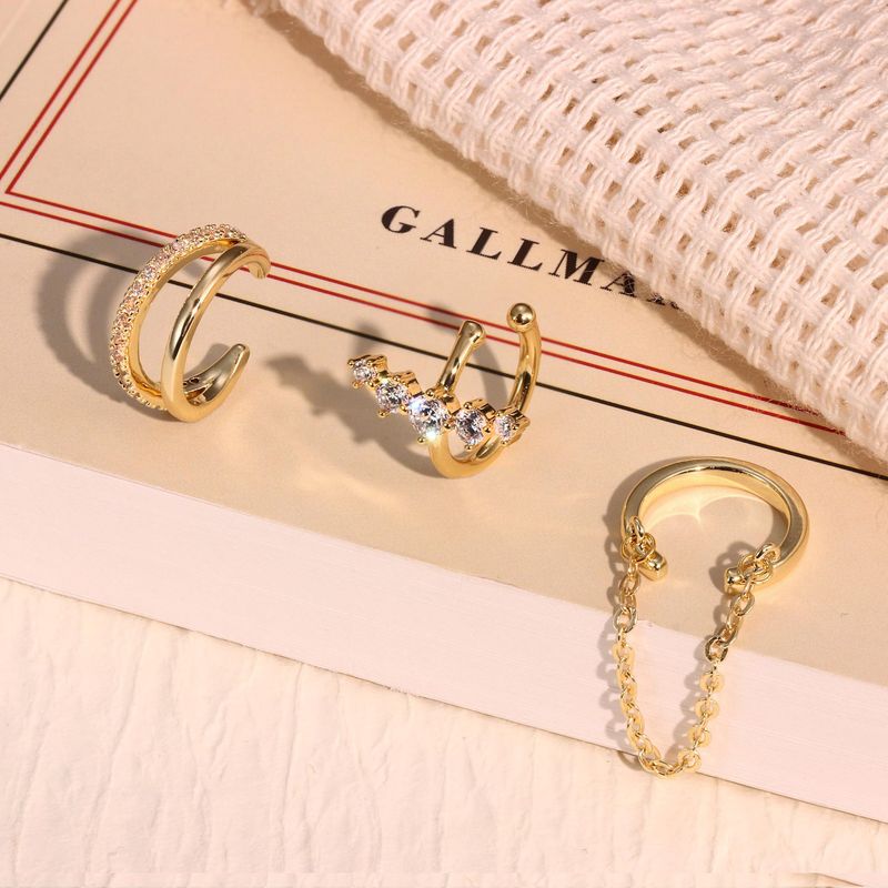 Boucles d'oreilles à clip géométriques en zircon, style tendance, légères et luxueuses, pour femmes_voghion.com