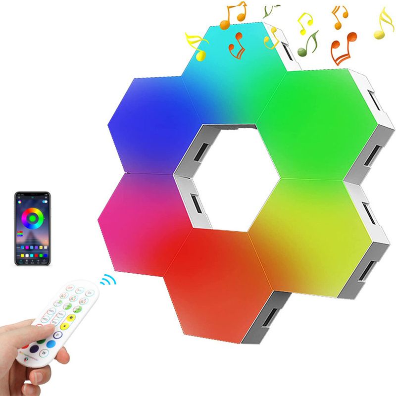 WIFI RGB Quantum Hexagon Night Light 5V USB DIY Game LED Wall Lamp For Home Decoration Atmosphere Lamps_voghion.com