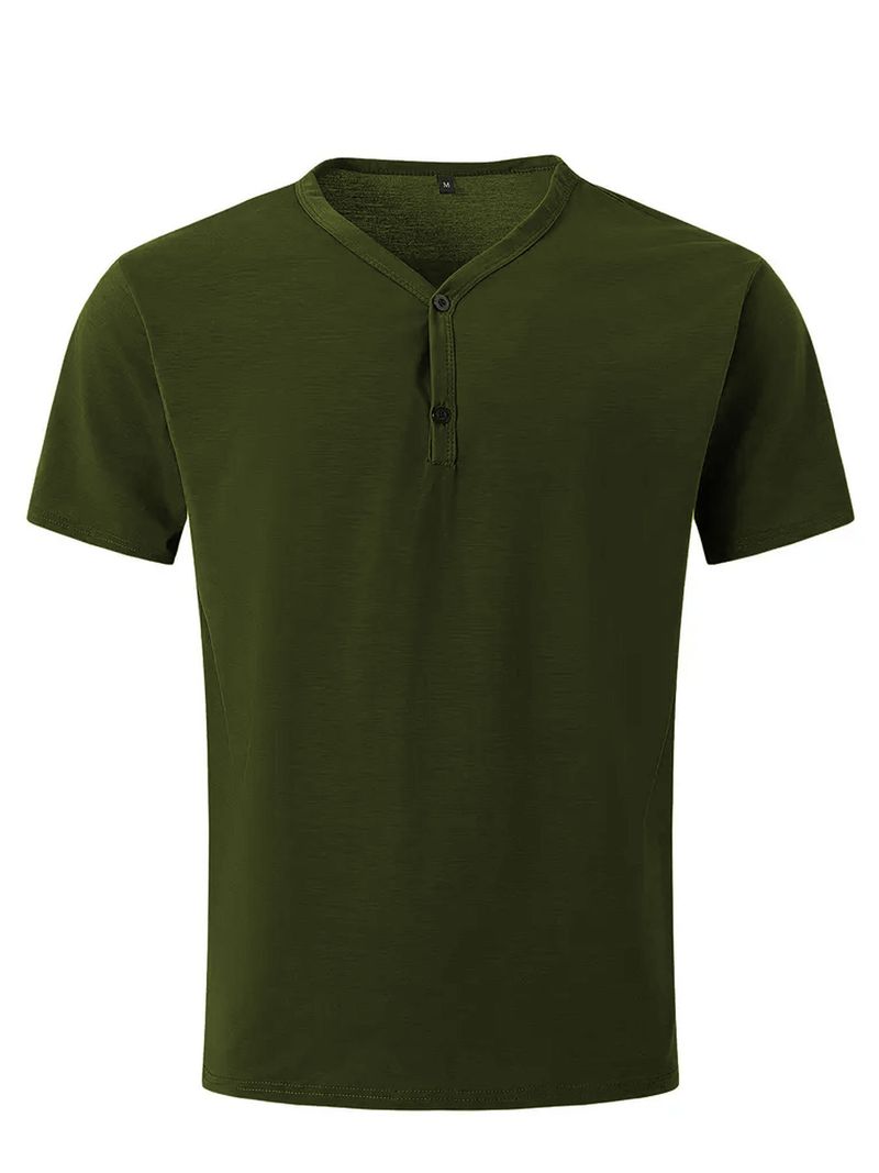 Herrenbekleidung Einfarbig V-Ausschnitt Atmungsaktiv Schweiß Freizeit Sport Leicht Normal Kurzarm T-Shirt_voghion.com