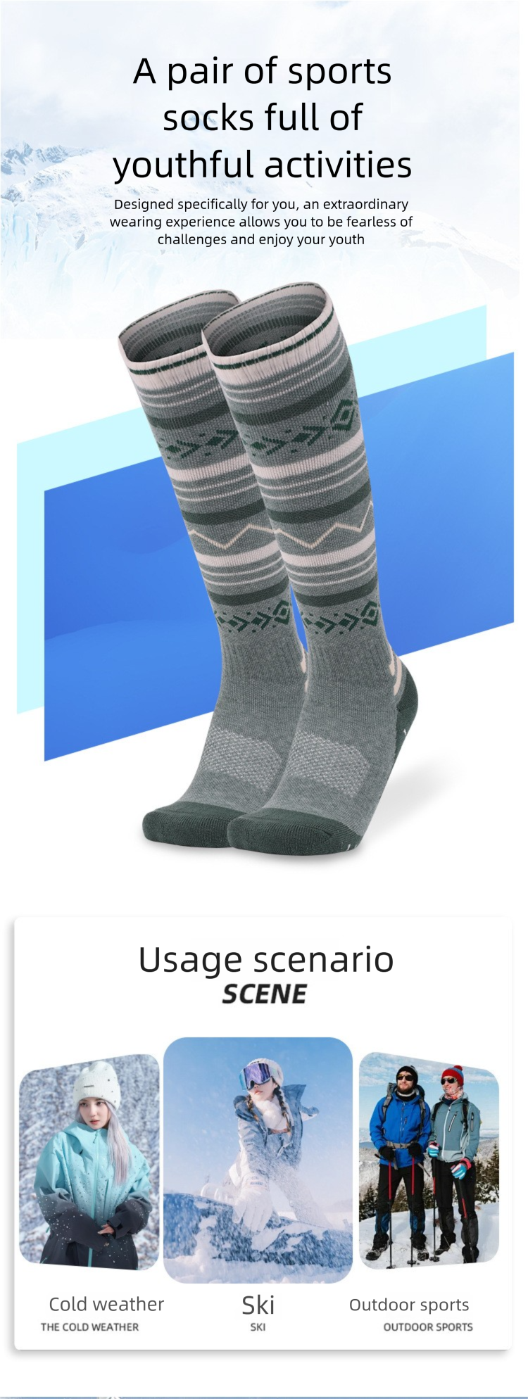 Calzini sportivi lunghi da donna in lana, con fondo in asciugamano spesso, per esterni, caldi e assorbenti._voghion.com