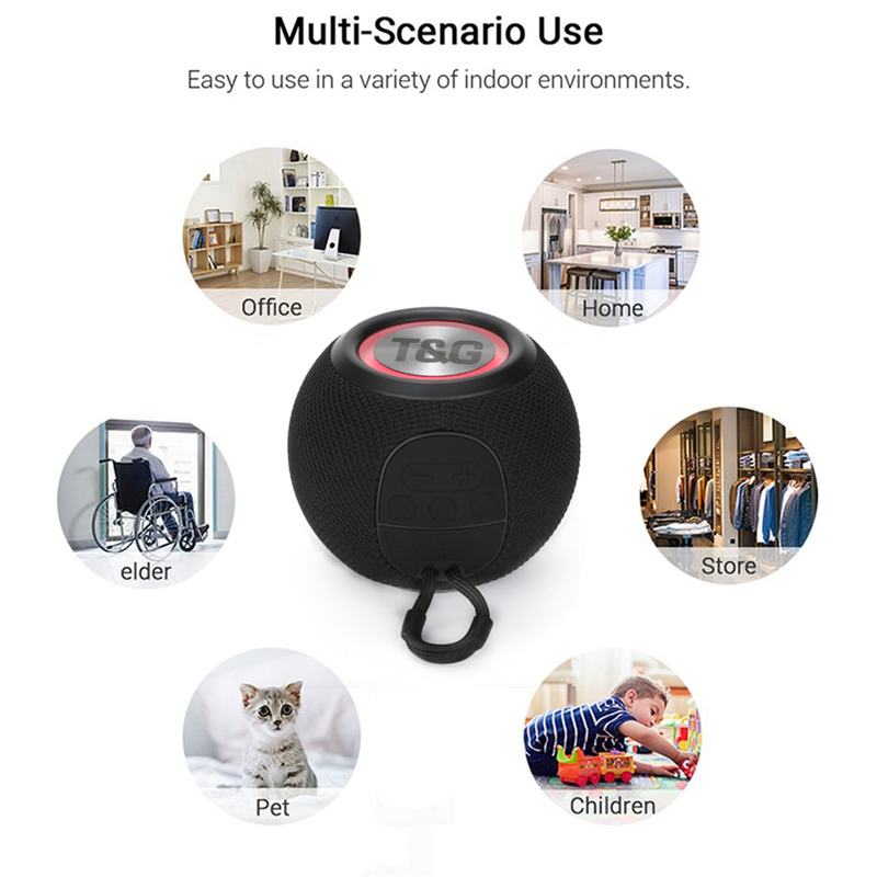 T&G TG337 New Portable Speaker Wireless Bluetooth 3D Stereo Surround Subwoofer Waterproof Outdoor Loudspeaker Lanyard_voghion.com