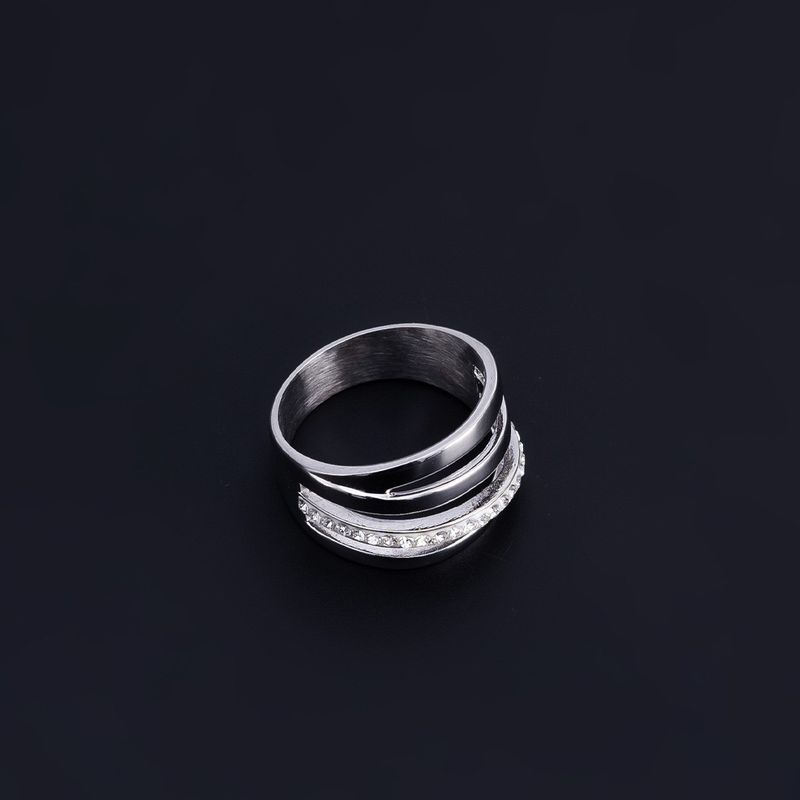 Hot selling new temperament multi-layer circular stainless with diamond inlay, zircon titanium steel ring set_voghion.com