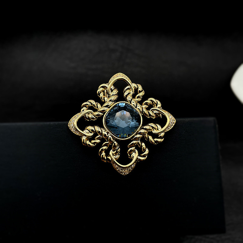 Tasarımcı vintage Fransız saray broşu Versailles Rüyası safir korsaj yaka iğnesi_voghion.com