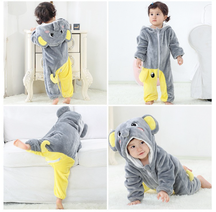 Børnetøj baby flannel crawler børne tegneseriedyr onesie_voghion.com