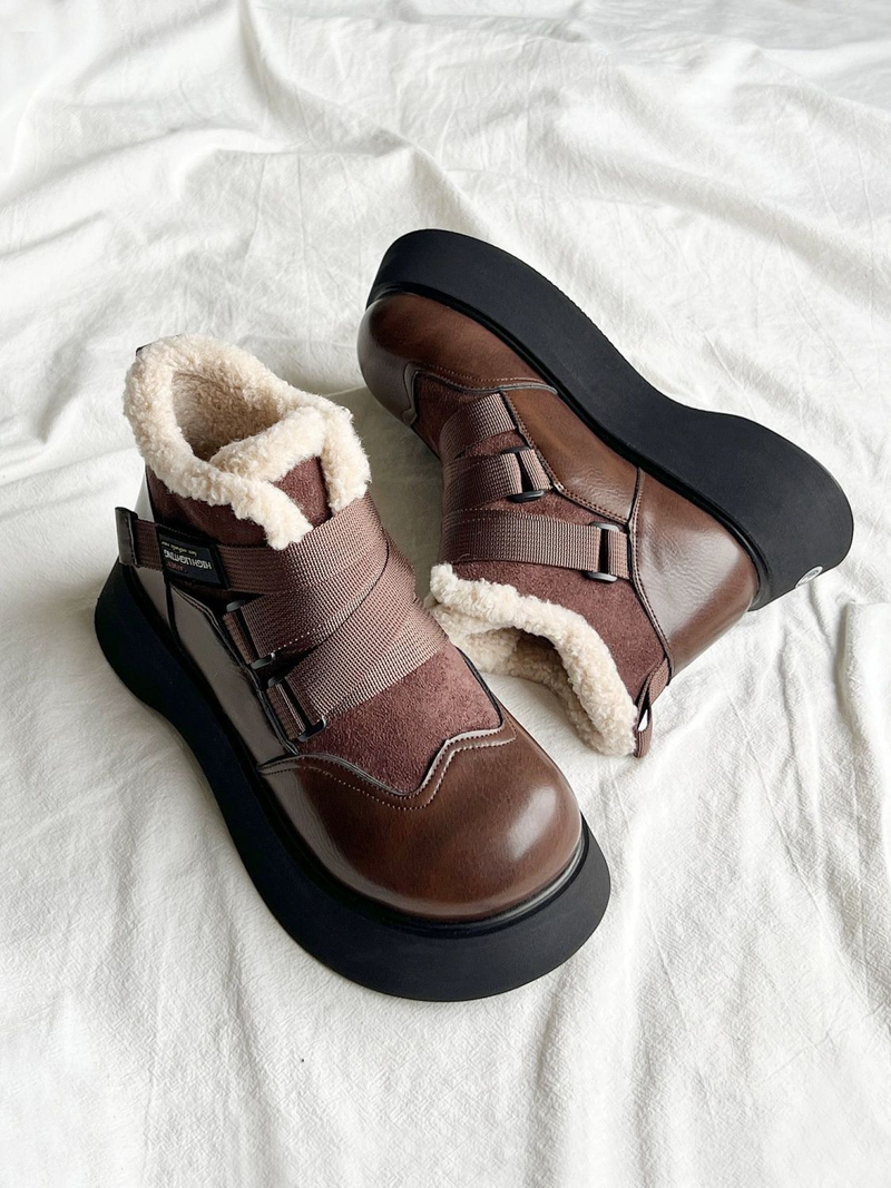 2023 Thick soled elevation matching color warm snow boots and thick female Martin boots non-slip ankle boots Platform snow boots_voghion.com