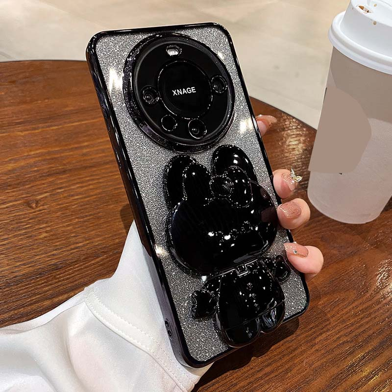 Phone Case Suitable For Gradient Glitter Phone Case Luxury Rabbit Makeup Mirror Bracket Cover_voghion.com