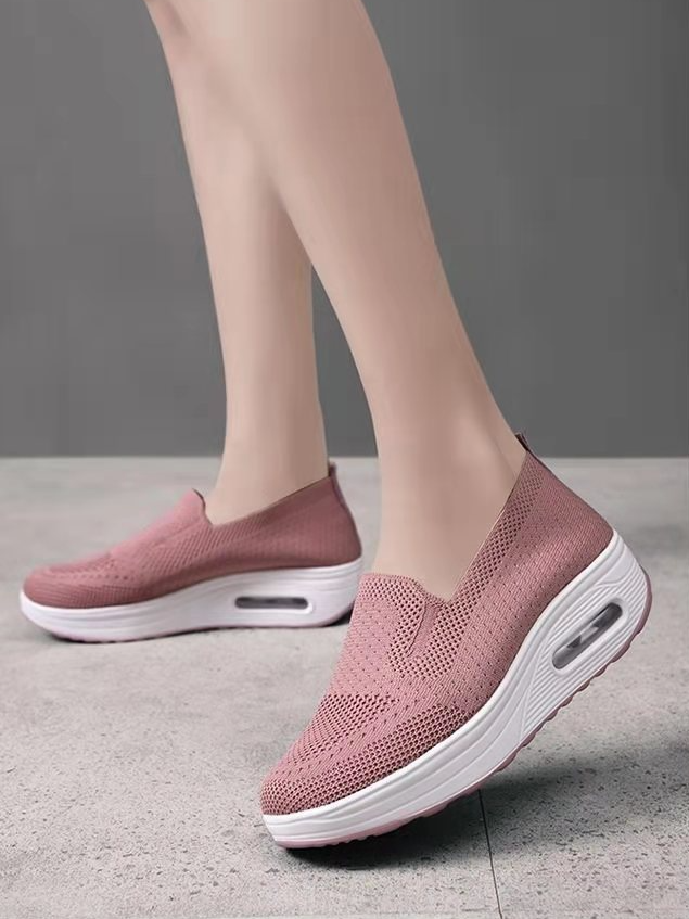 Mocassini con plateau - Slip-on con cuscino d'aria (lana leggera) - Sneakers alla moda da donna per camminare e ballare_voghion.com