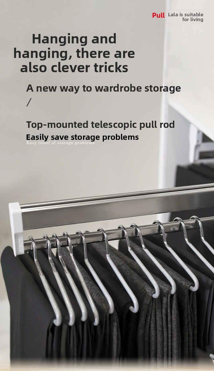 55cm Top-Mounted Extendable Closet Rod - Pull-Out Hanging Rail For Wardrobe Organization_voghion.com