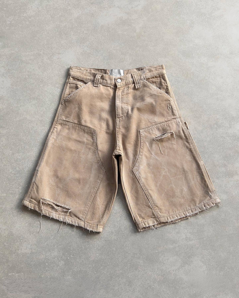 Damenbekleidung Trendy Washed Distressed Denim Shorts High Street Design Zerrissene, lockere, vielseitige Shorts_voghion.com