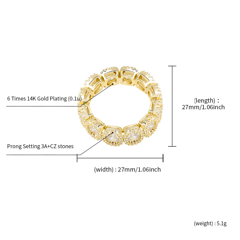 Women's Jewelry Cubic Zirconia Ice Plum Blossom Ring Gold Plated Geometric Statement Ring For Women Sizes 6-10_voghion.com
