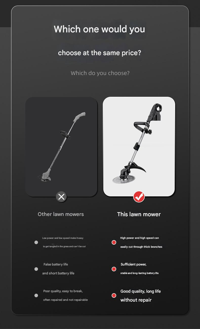 Cross Border Electric Lawn Mower Agricultural Lithium Battery Weeder Multifunctional Portable High Power Lawn Mowing Machine_voghion.com