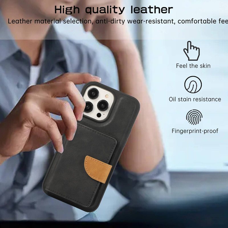 Magnetic Card Holder Phone Case For Slim Wallet & Protective Cover 2-in-1, PU Leather, Handcrafted_voghion.com