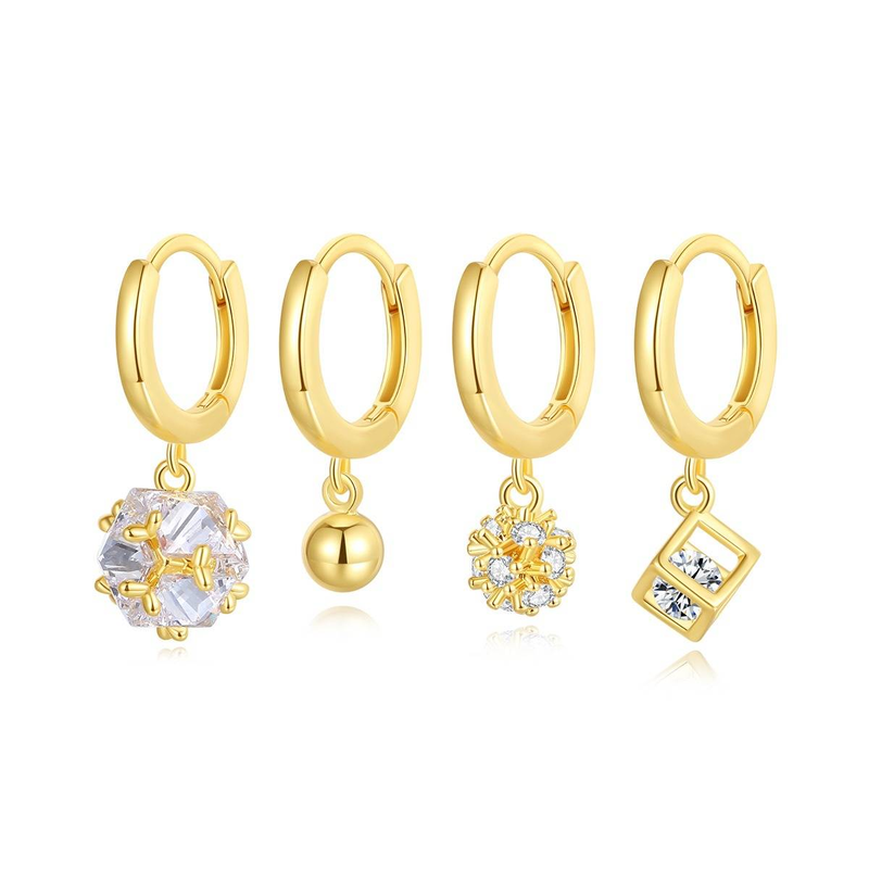 Elegante Creolen mit Zirkonia für Damen – 18 Karat vergoldet/rhodiniert, vielseitig tragbar, geometrisches Design für den Alltagsstil_voghion.com