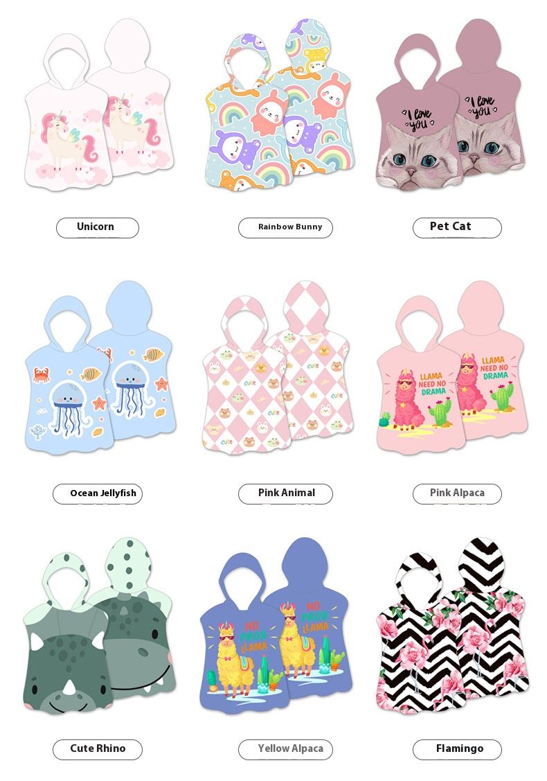 Accappatoio con cappuccio per bambini – Mantella in microfibra super morbida per spiaggia, piscina e viaggi, ad asciugatura rapida e leggera (60x60 cm / 75x75 cm, filato 21s)_voghion.com