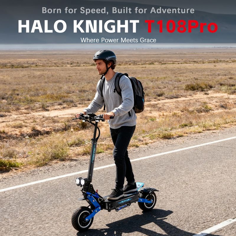 Patinete eléctrico Halo Knight T108 Pro de 11 pulgadas, todoterreno, 2 motores de 3000 W, batería de 60 V y 38,4 Ah_voghion.com