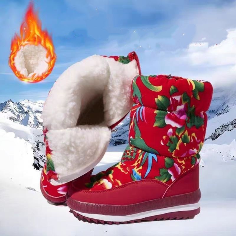 2025 Winter Snow Boots, ,Thickened Mid-calf Waterproof And Anti-slip Fleece Cotton Shoes, High-top Warm Long Boots_voghion.com
