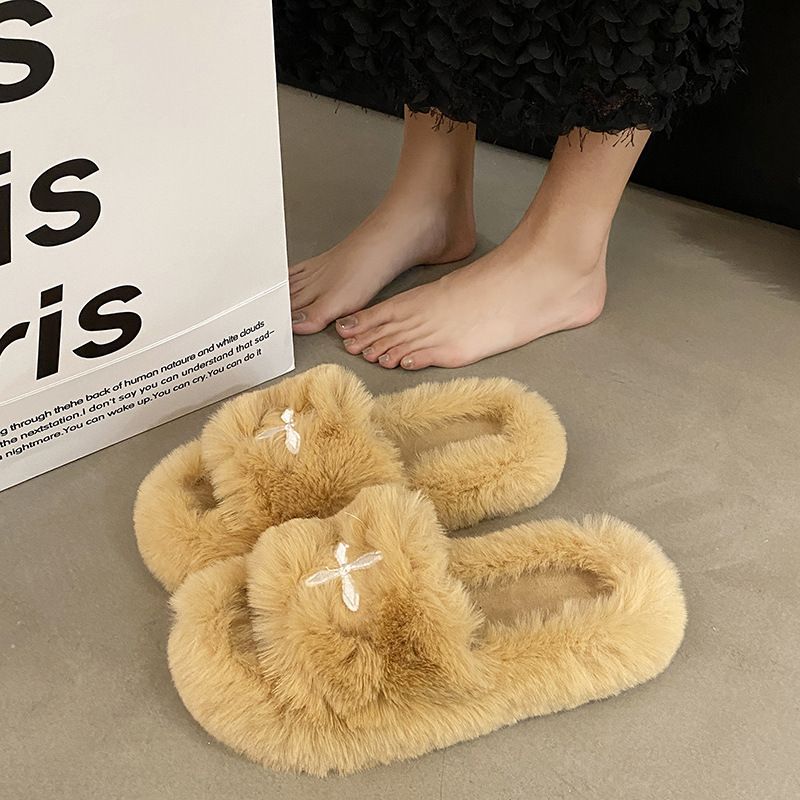 Best-selling Fluffy Slippers For Women - Autumn/Winter New Arrivals Home Use, Non-slip, Height-enhancing Thick-soled Ladies' Warm Cotton Slippers_voghion.com