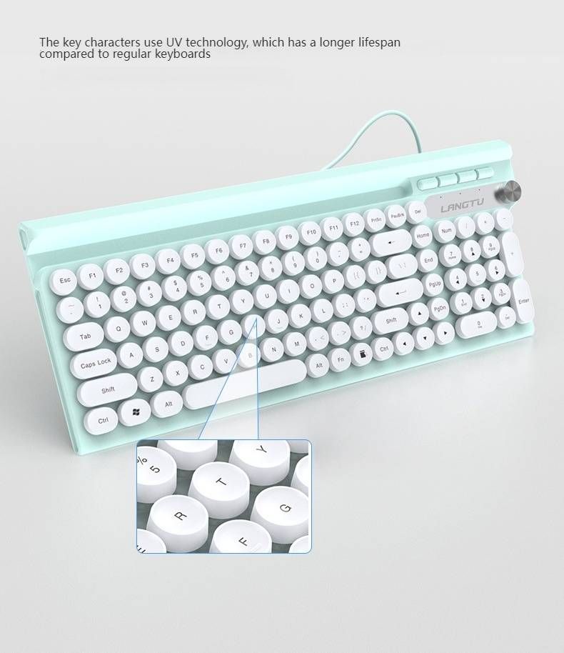 L3/L4 Wired Silent Mechanical Keyboard & Mouse Combo – Punk-Style ABS Keycaps, Waterproof Design, 102-Key Layout With Blue Switches_voghion.com