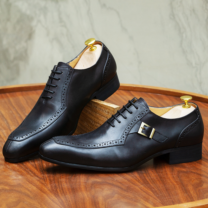 Unbeatable Quality Leather Leather Business Office Wedding Oxford Shoe Men's Block Dress High-end Casual Men's Shoes_voghion.com