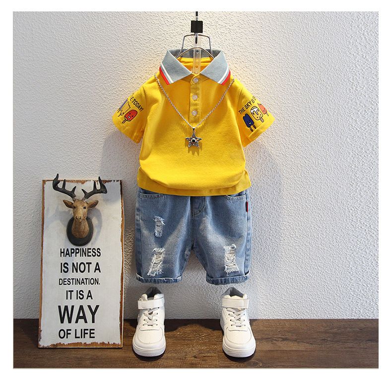 Completo mamma e bambino: maglietta a maniche corte, pantaloncini, abbigliamento da gioco leggero e comodo in cotone_voghion.com