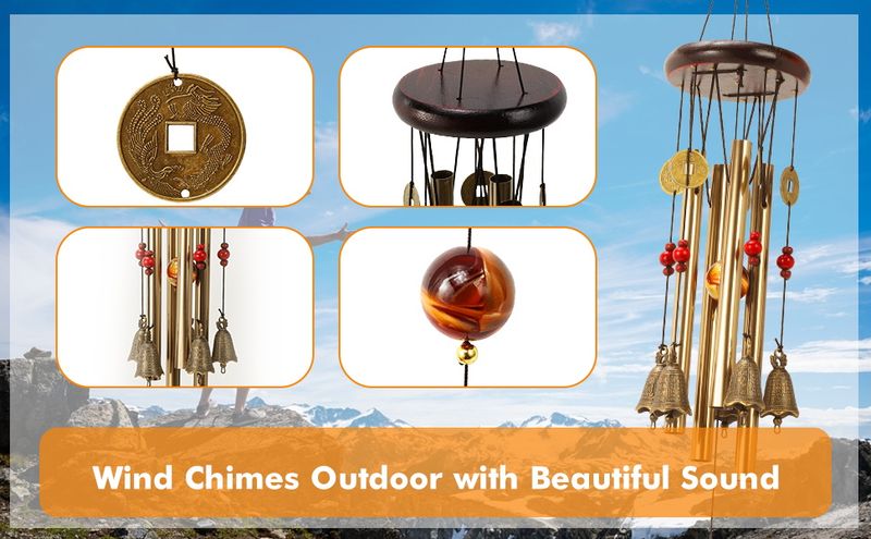 Chinese Bronze Wind Chime - 4 Tubes Courtyard Decor_voghion.com