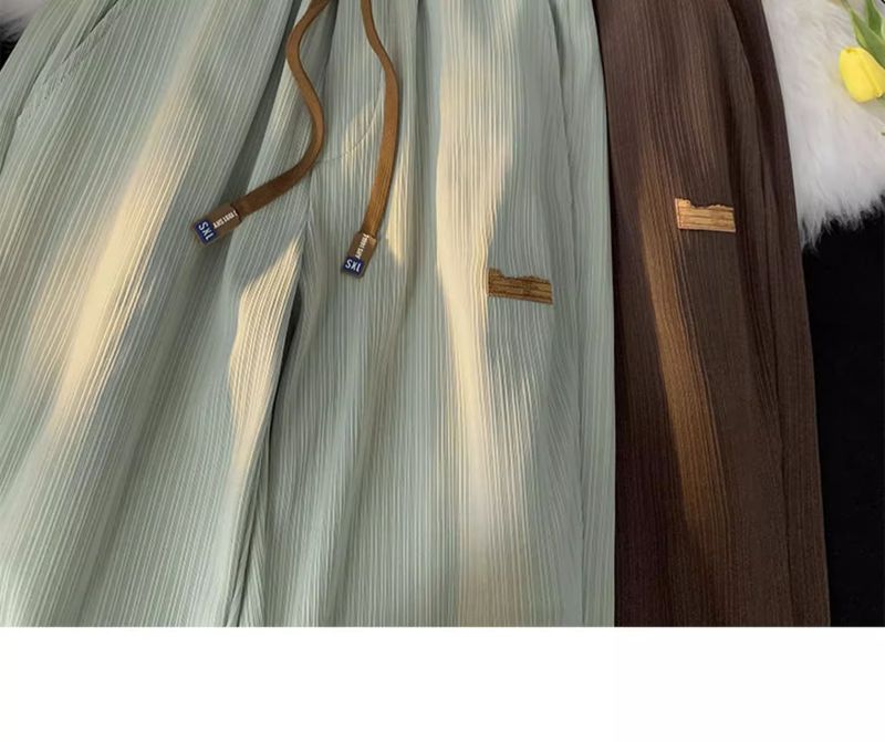 Pantaloni a gamba larga drappeggiati larghi e traspiranti lunghi estivi nuovi casuali di seta di ghiaccio ad asciugatura rapida da uomo_voghion.com