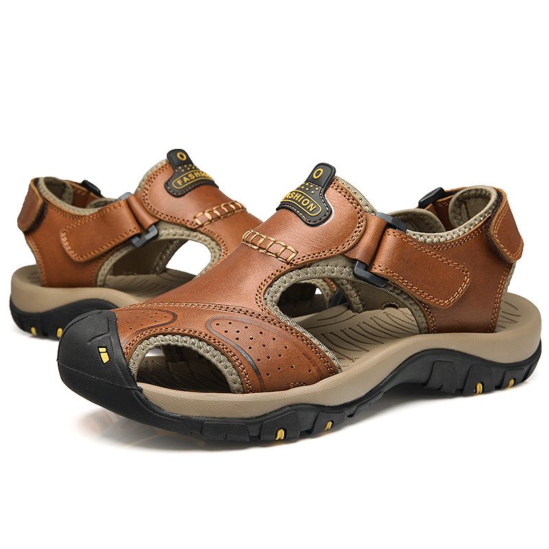 Herrenschuhe Einfach Lässig, Mit Zehenkappe Und Atmungsaktiven Löchern. Outdoor-Wandersandalen Sind Ein Trend Für Männer_voghion.com