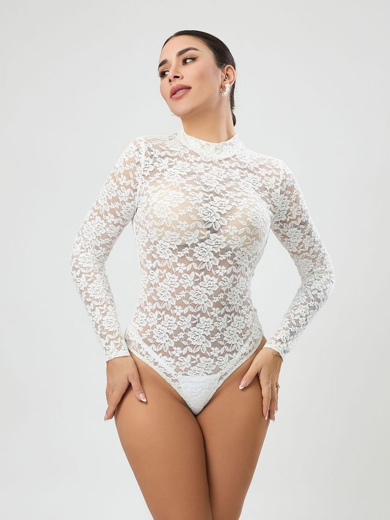 Sexy Lace Jumpsuit New White Design Top Long Sleeved High-end Women's Clothing_voghion.com