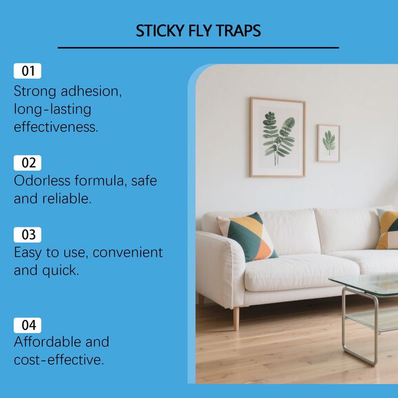 MoonSpry Sticky Trap Stick Daily Household Odorless Insect Repellent Removal Tool Hanging Fly Catcher_voghion.com