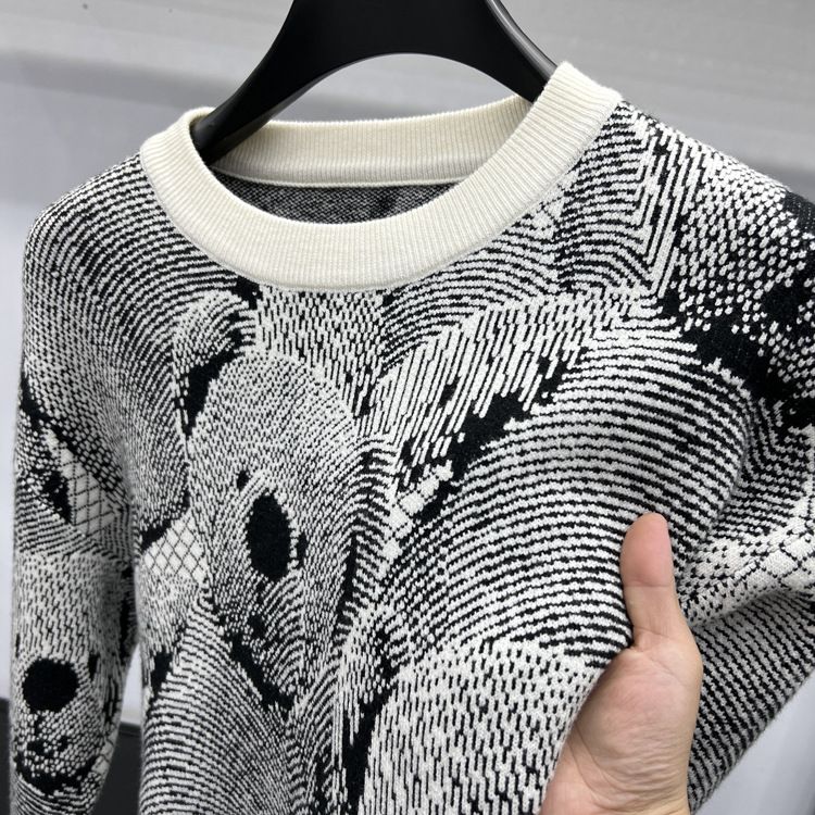 Herrenbekleidung Herbst- und Winterpullover Dicker Rundhals-Strickpullover Unterteil Oberbekleidung Teenager Lockeres trendiges warmes Oberteil_voghion.com
