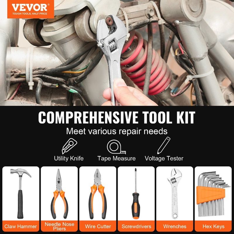 Tool Kit 132 Piece General Household Hand Tool Set Home Repairing Tool Kit With Portable Tool Storage Case HighQuality Steel F_voghion.com